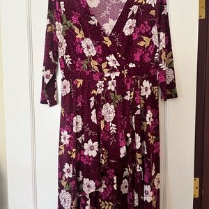 Torrid Red and White Wrap Sundress V-Neck 3/4 Sleeve